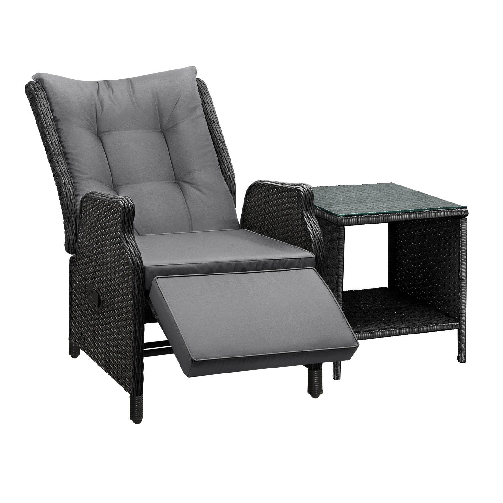 Livsip Outoodr Recliner Chair & Table Sun Lounge Outdoor Furniture Patio Setting - Sunyee