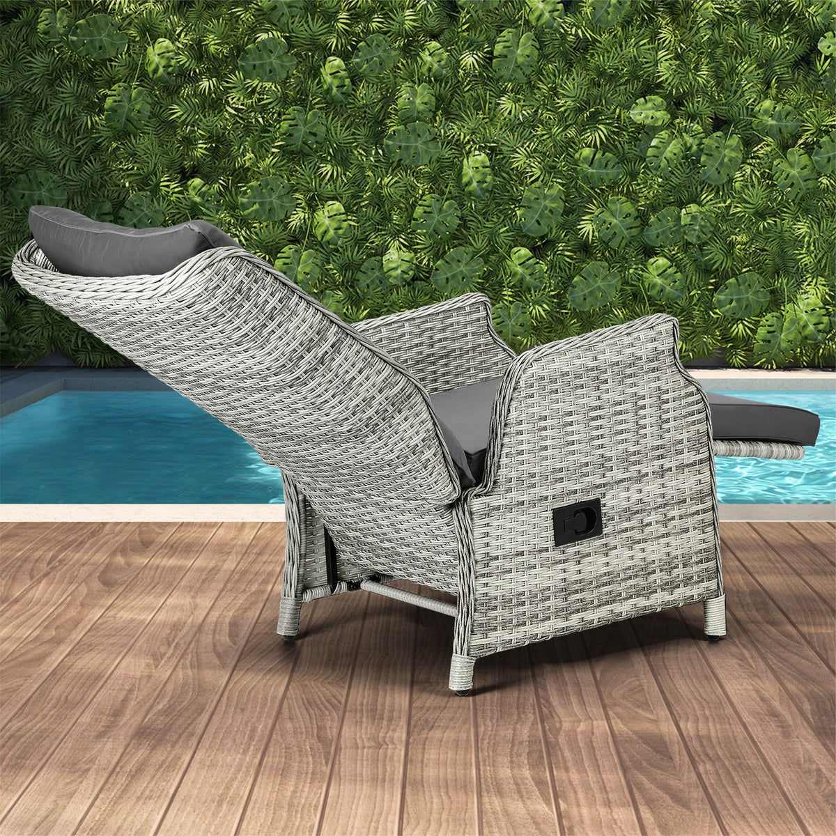 Livsip Outdoor Recliner Chair Sun Lounge & Table Set Furniture Patio Sofa - Sunyee