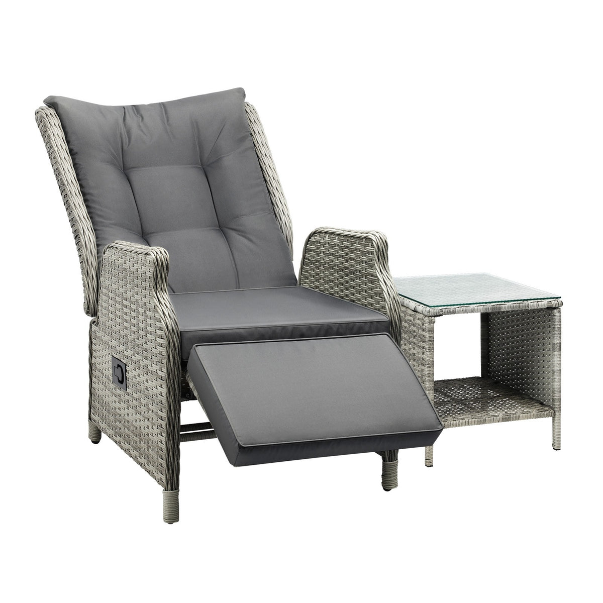 Livsip Outdoor Recliner Chair Sun Lounge & Table Set Furniture Patio Sofa - Sunyee