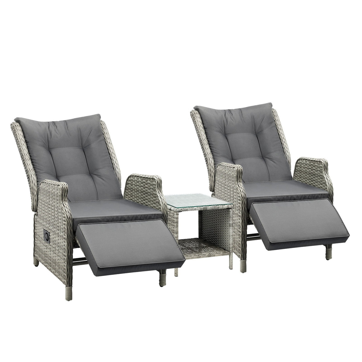 Livsip Recliner Chairs Outdoor Sun Lounge Wicker Sofa Patio Furniture Setting - Sunyee