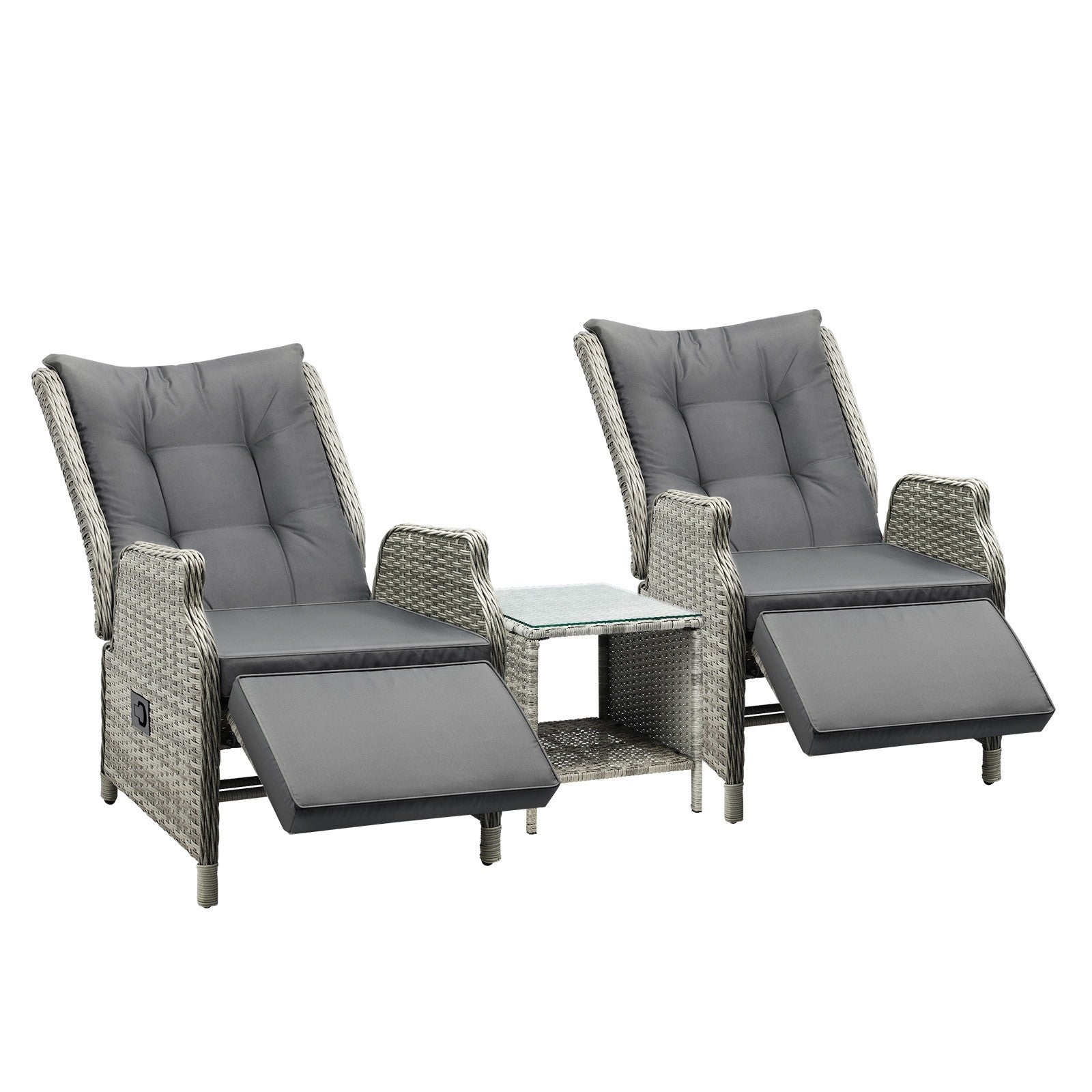 Livsip Recliner Chairs Sun Lounge Outdoor Furniture Wicker Sofa Set Patio Garden - Sunyee