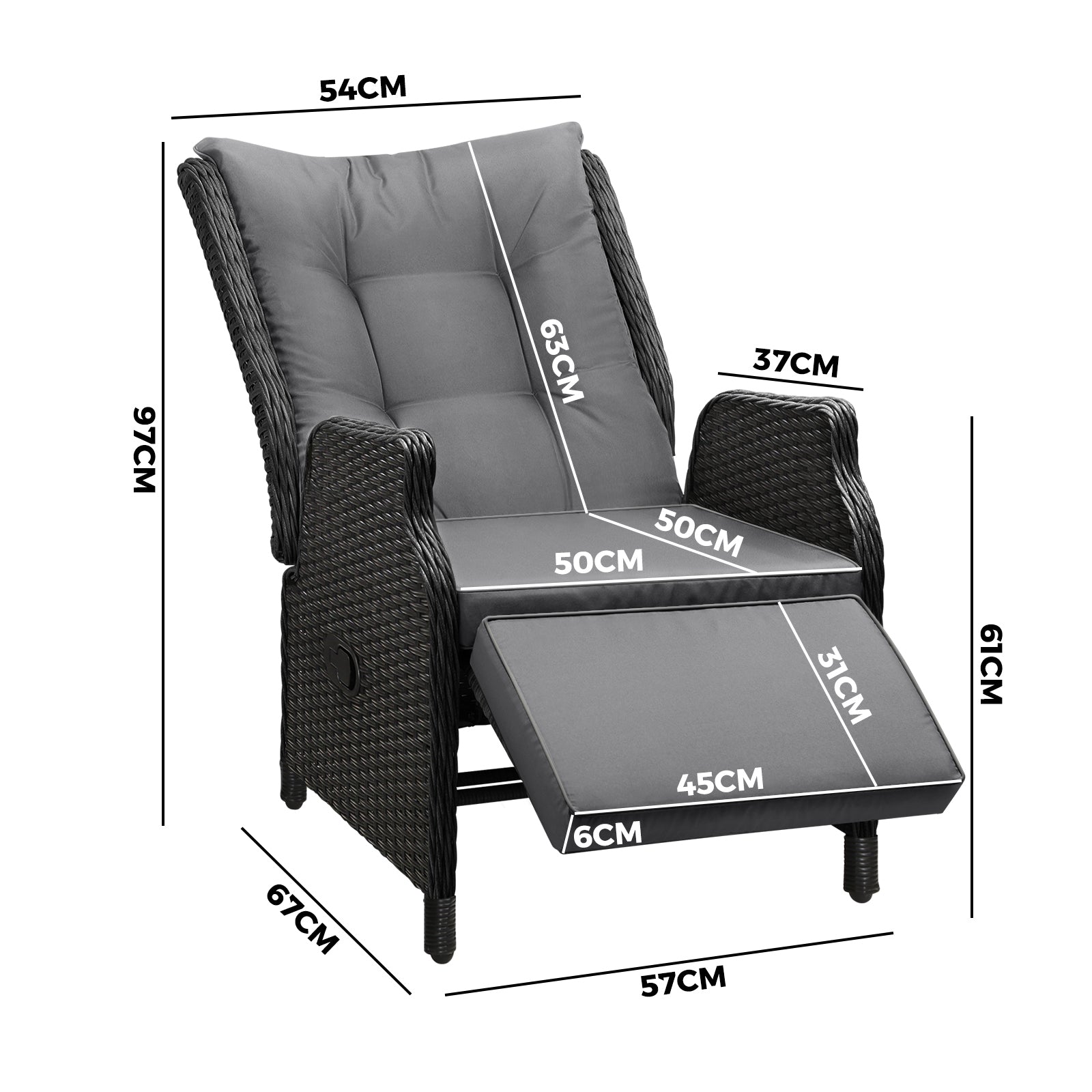 Livsip Outdoor Sun Lounge Garden Chairs Beach Chair Recliner Patio Furniture - Sunyee