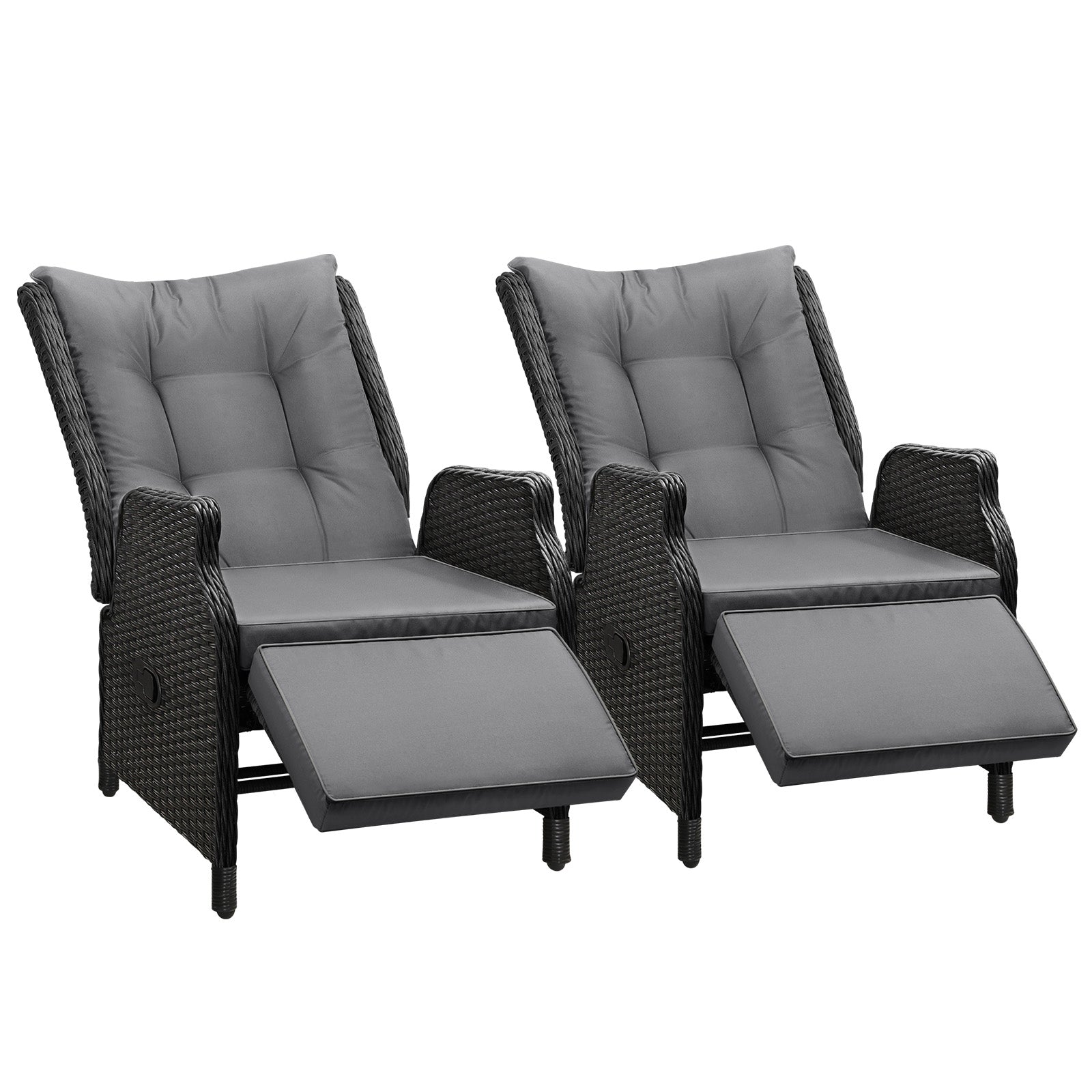 Livisip Sun Lounge Recliner Chairs Outdoor Furniture Patio Wicker Sofa 2 Piece - Sunyee