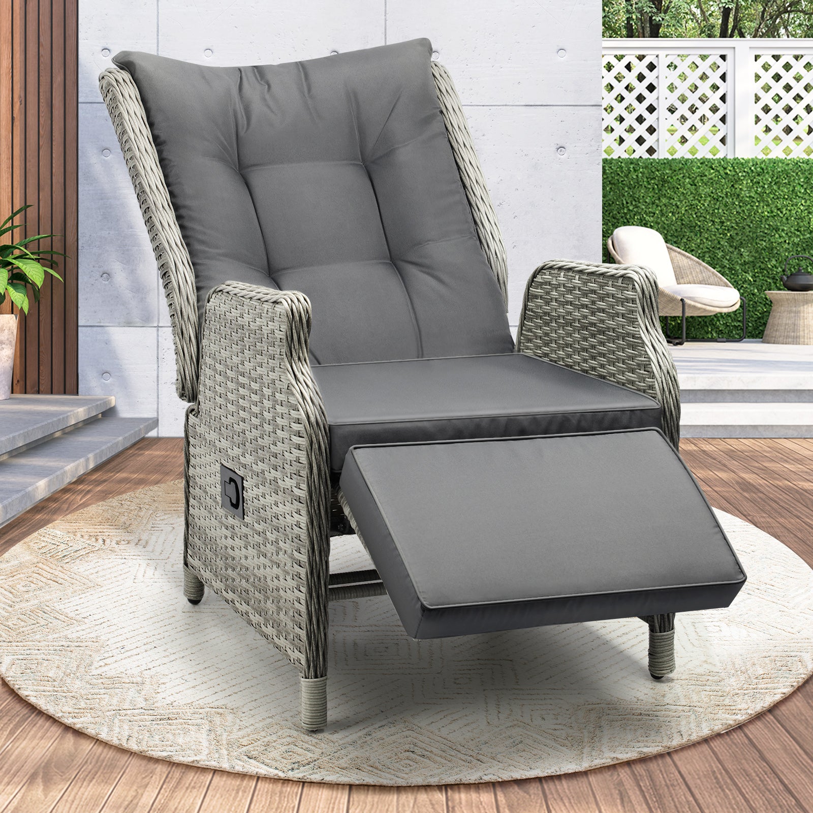 Livsip Recliner Chairs Outdoor Sun Lounge Wicker Garden Sofa Patio Furniture - Sunyee
