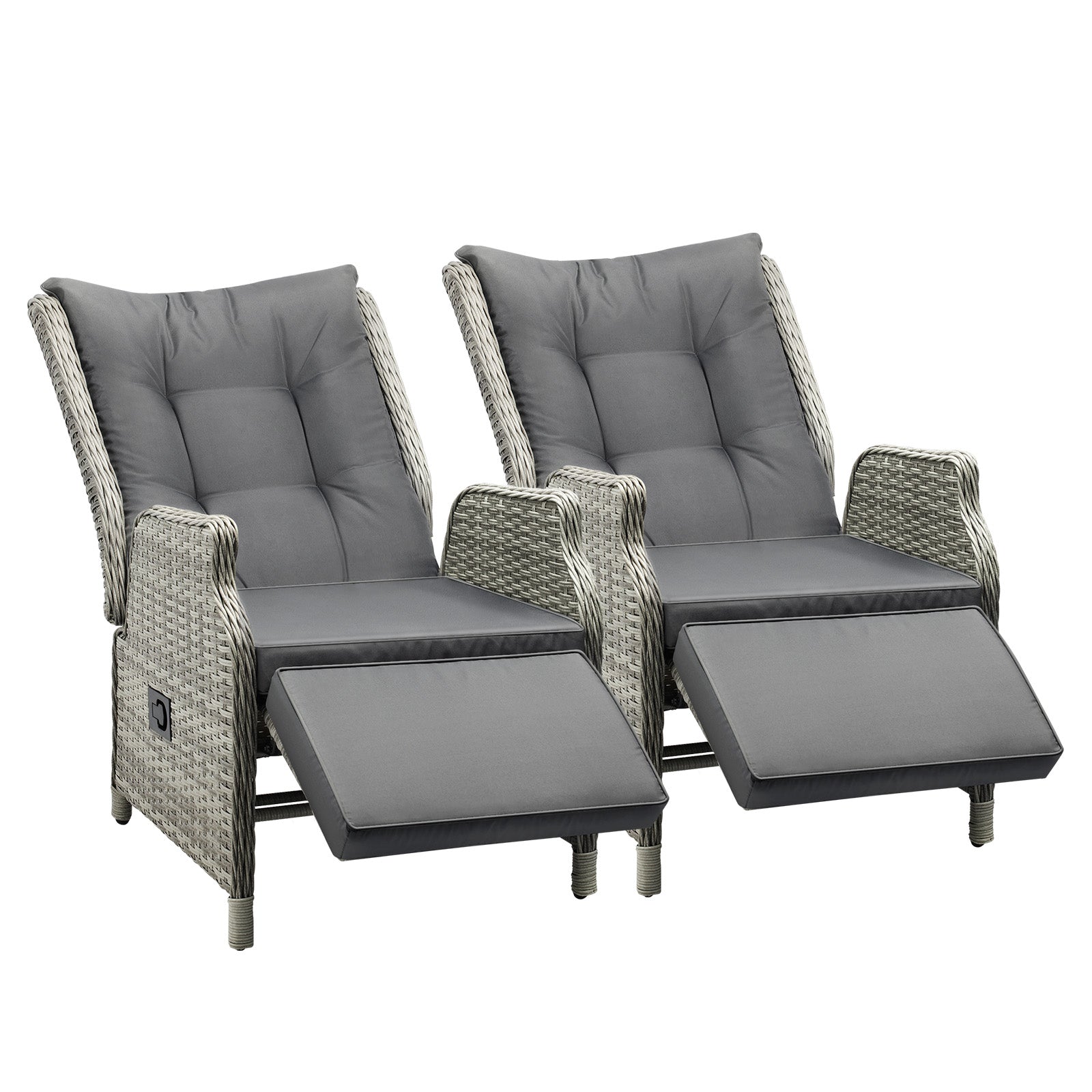 Livsip Recliner Chairs Sun Lounge Outdoor Furniture Wicker Sofa Set Patio Garden - Sunyee