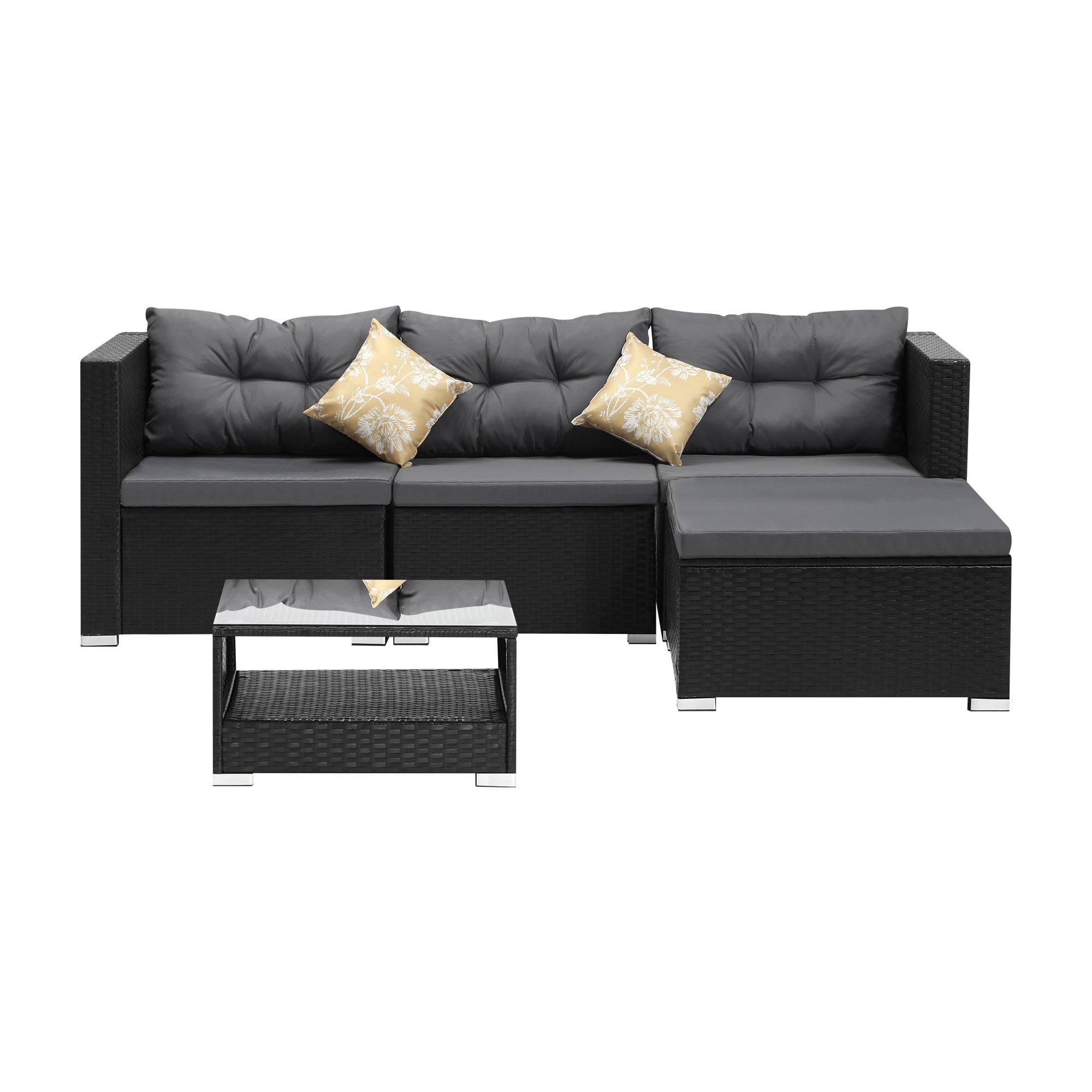 Livsip Outdoor Sofa Set 4 Seater Corner Modular Lounge Setting Patio Furniture - Sunyee