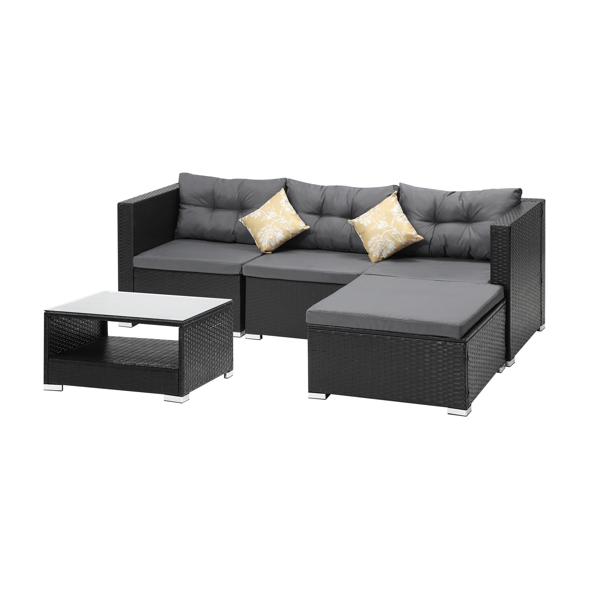 Livsip Outdoor Sofa Set 4 Seater Corner Modular Lounge Setting Patio Furniture - Sunyee