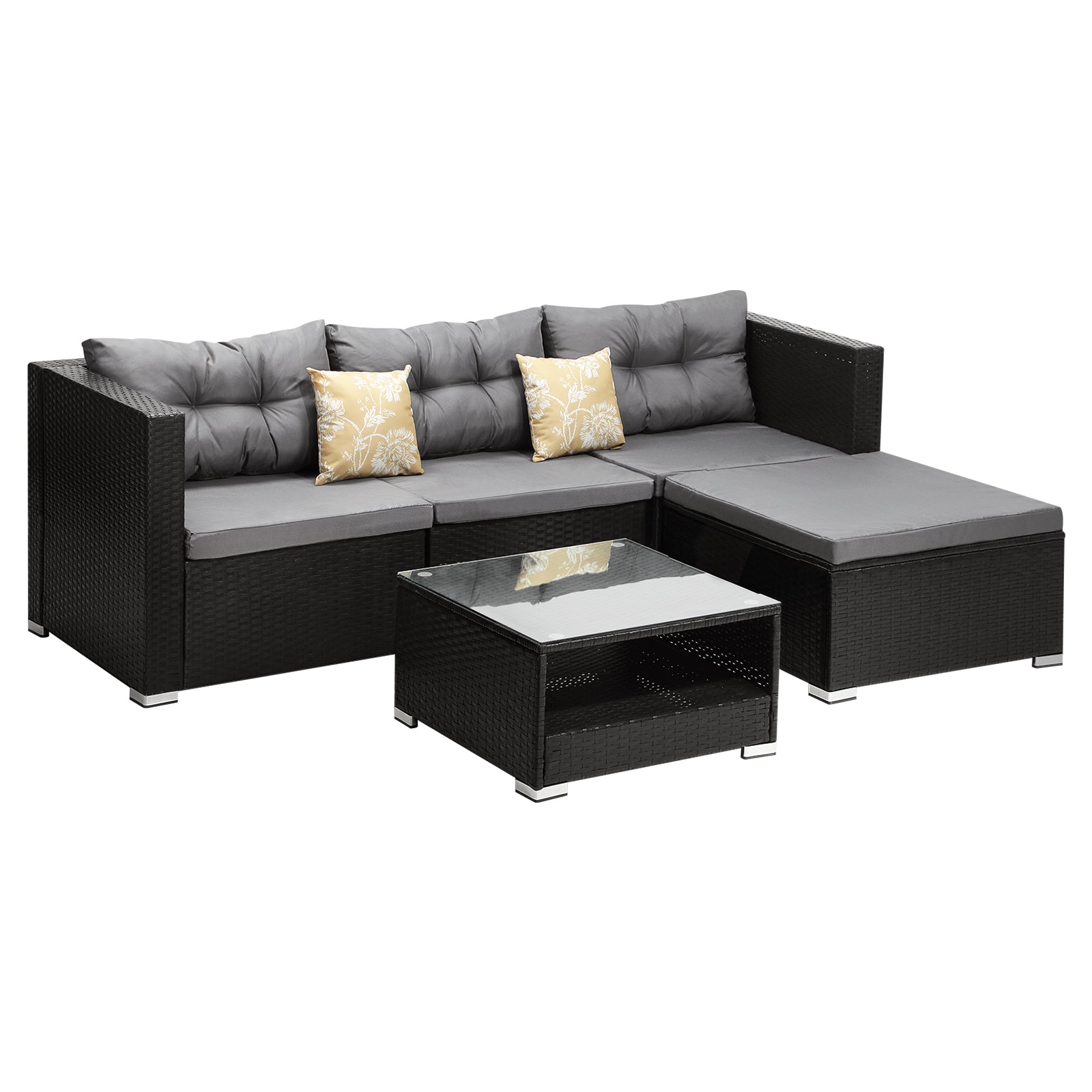 Livsip Outdoor Sofa Set 4 Seater Corner Modular Lounge Setting Patio Furniture - Sunyee