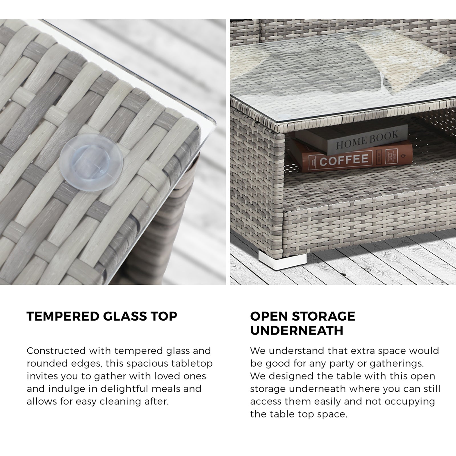 Livsip Outdoor Lounge Setting 5pc Wicker Sofa Set Rattan Patio Garden Furniture - Sunyee