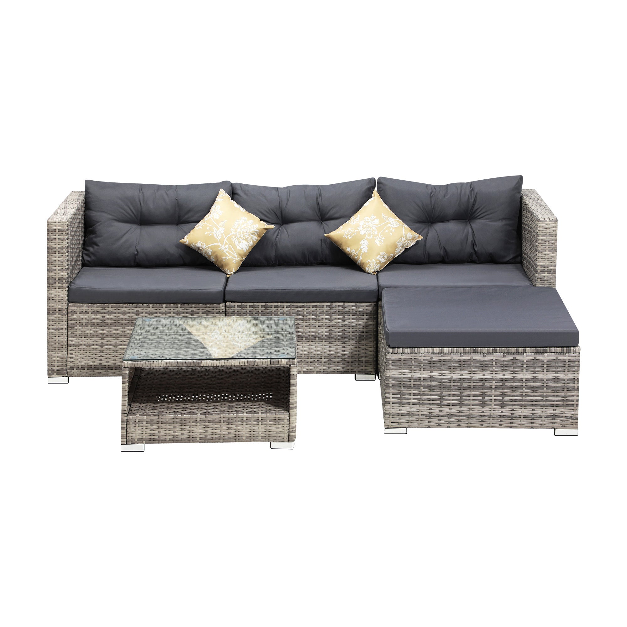 Livsip Outdoor Lounge Setting 5pc Wicker Sofa Set Rattan Patio Garden Furniture - Sunyee