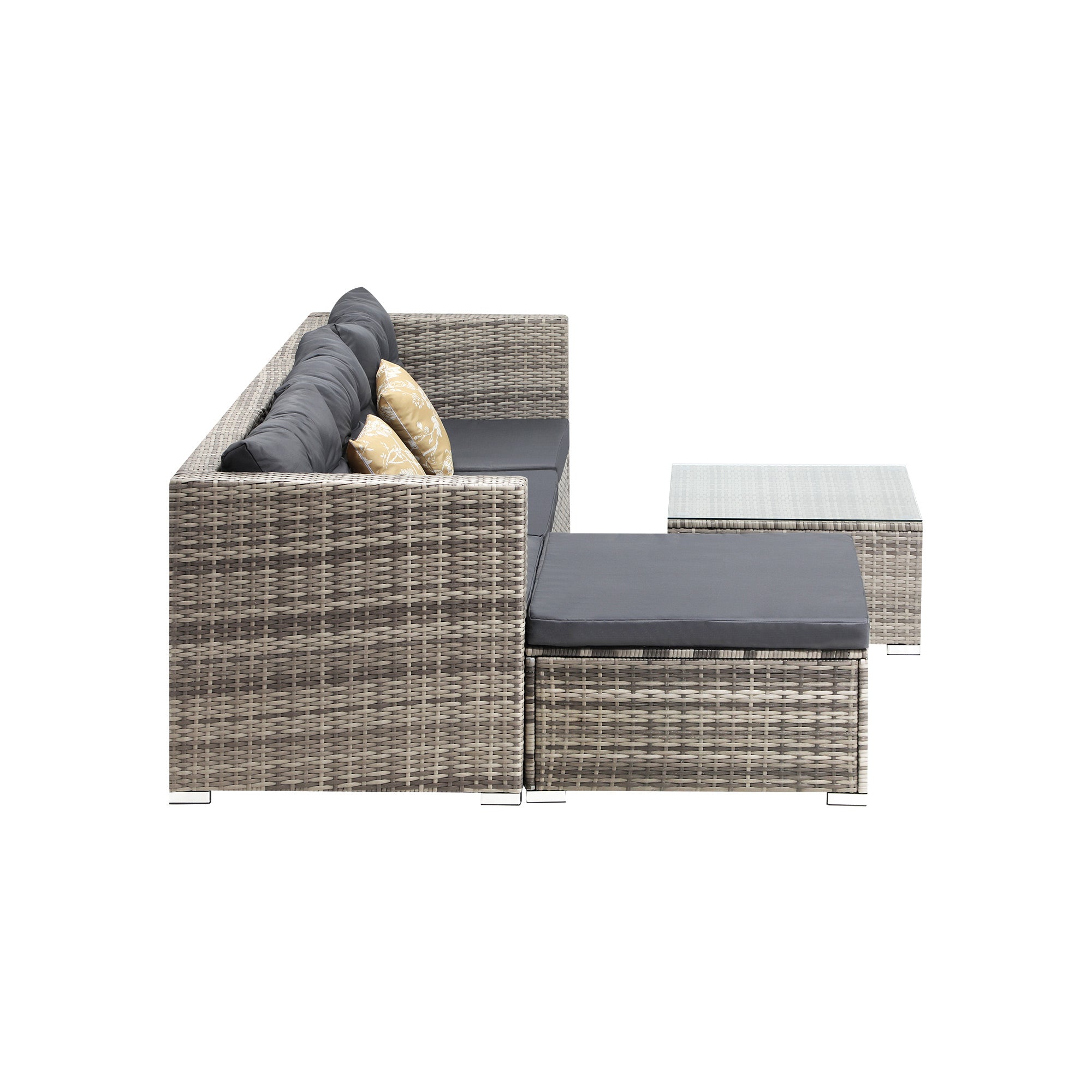 Livsip Outdoor Lounge Setting 5pc Wicker Sofa Set Rattan Patio Garden Furniture - Sunyee