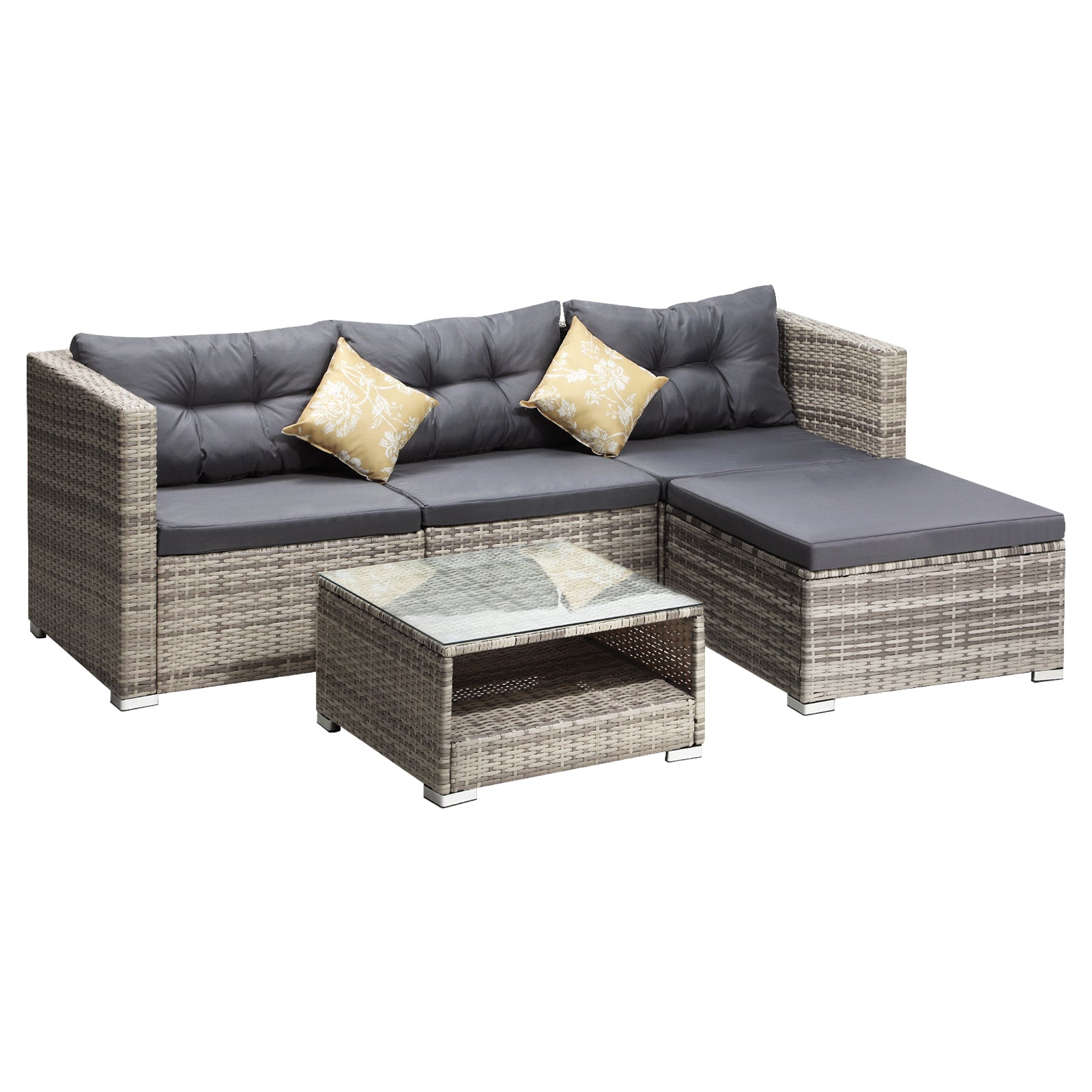 Livsip Outdoor Lounge Setting 5pc Wicker Sofa Set Rattan Patio Garden Furniture - Sunyee