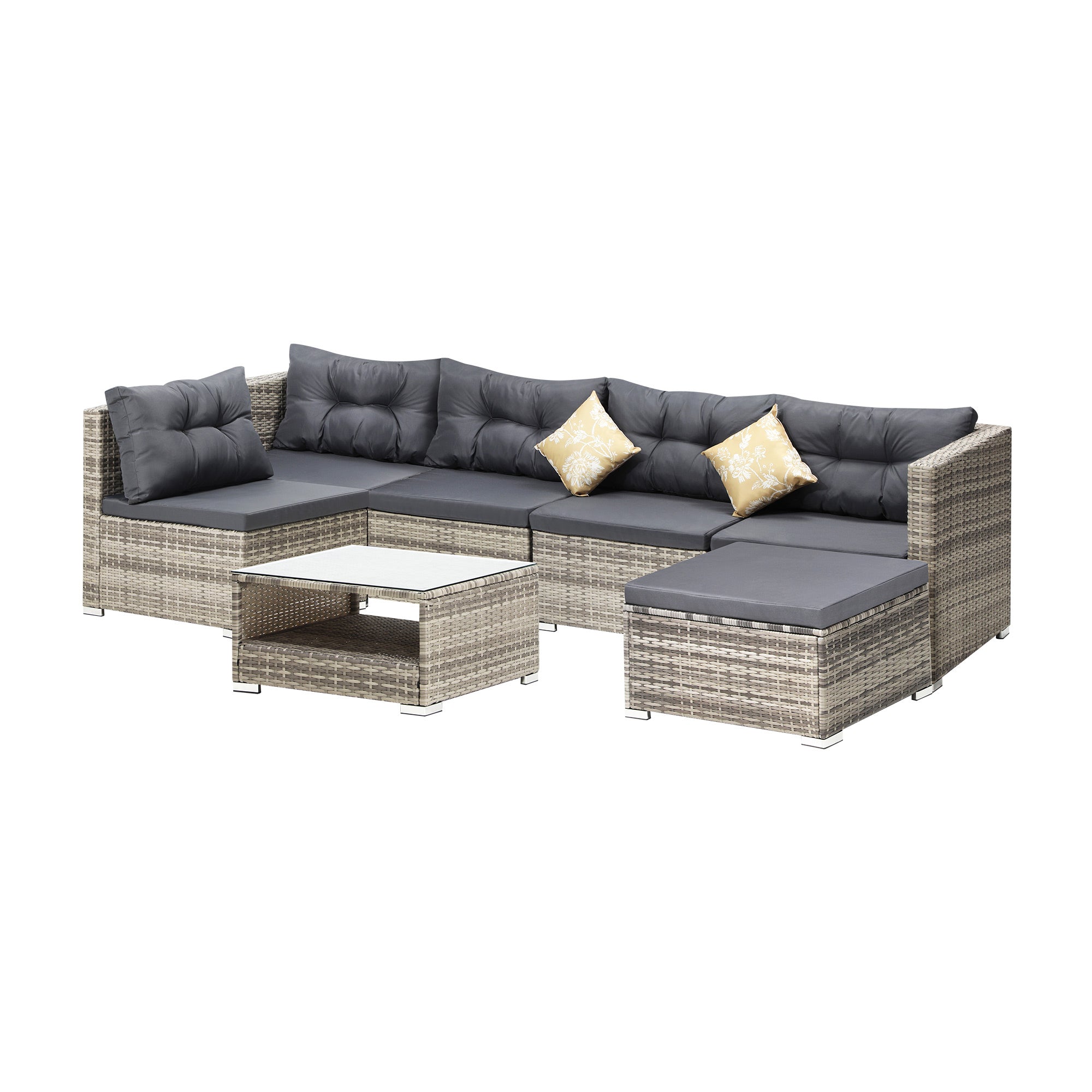 Livsip 6 Seater Outdoor Lounge Furniture Wicker Set Sofa Rattan Table Setting - Sunyee