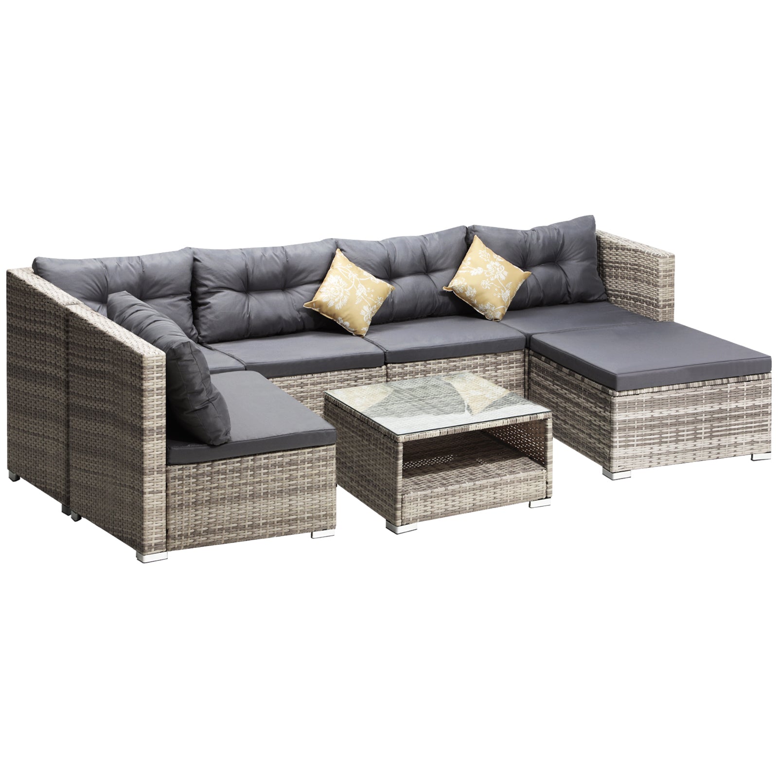 Livsip 6 Seater Outdoor Lounge Furniture Wicker Set Sofa Rattan Table Setting - Sunyee