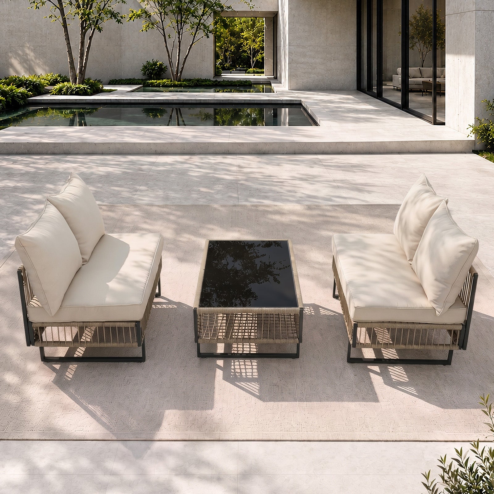 Livsip 4 Seater Outdoor Sofa Set Modular Lounge Setting Table Chair Furniture