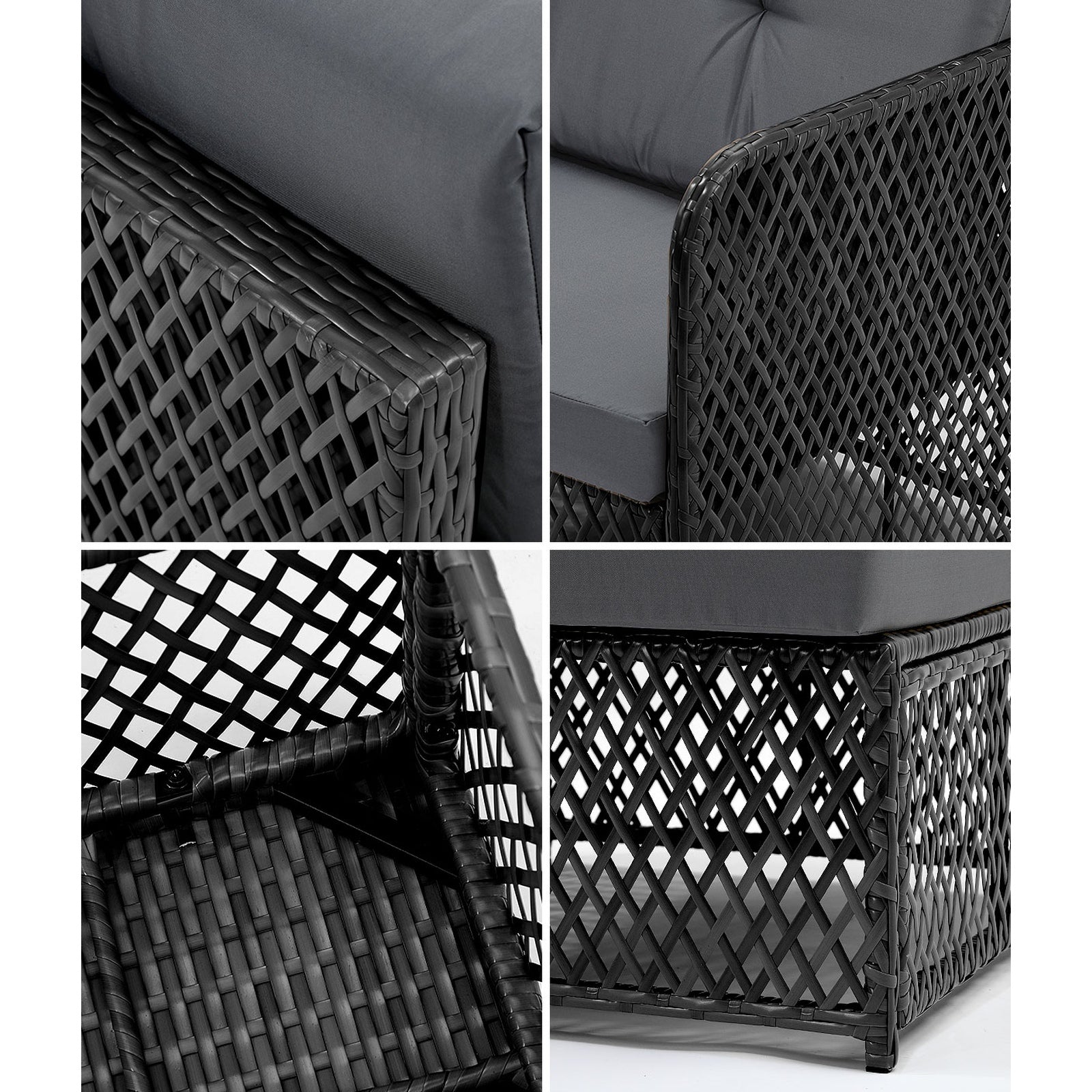 Livsip Outdoor Sofa Set 4 Seater Wicker Rattan Garden Lounge Setting Table Chair - Sunyee