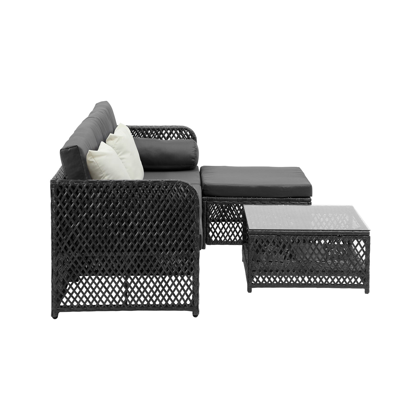 Livsip Outdoor Sofa Set 4 Seater Wicker Corner Modular Lounge Setting Furniture - Sunyee