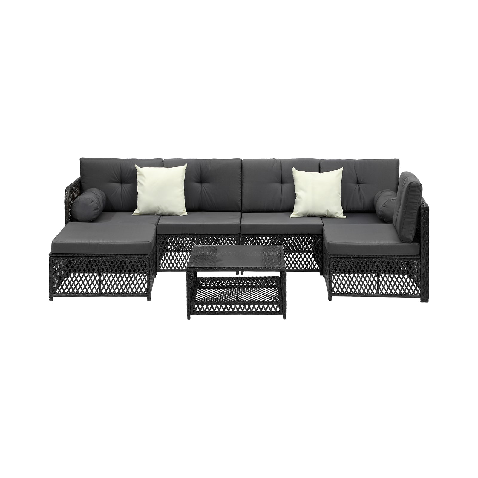Livsip Outdoor Sofa Set 6 Seater Wicker Rattan Lounge Setting Patio Furniture - Sunyee