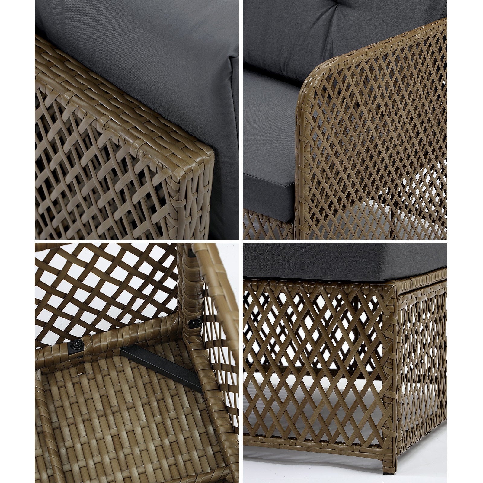 Livsip Outdoor Furniture Lounge Setting 6 Seater Wicker Sofa Set Patio Garden - Sunyee