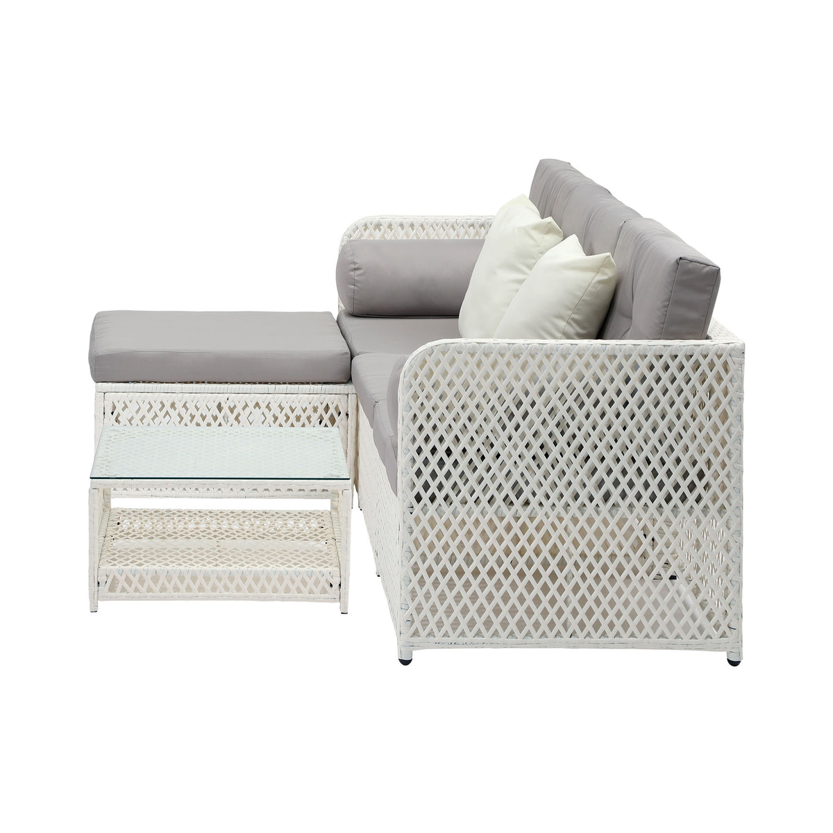 Livsip Outdoor Furniture Sofa Set 5PCS Wicker Lounge Setting Table Chairs Garden - Sunyee
