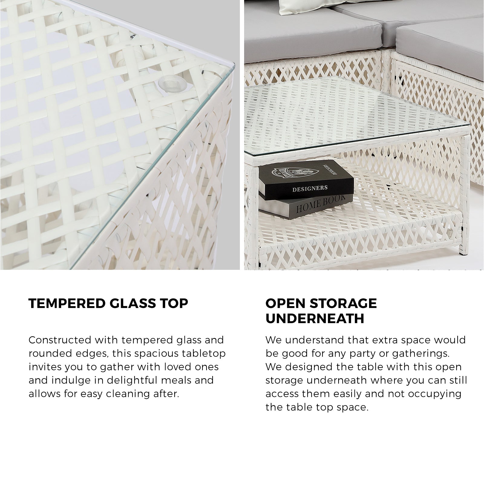 Livsip Outdoor Furniture Sofa Set 7-Piece Wicker Lounge Setting Table Chairs - Sunyee