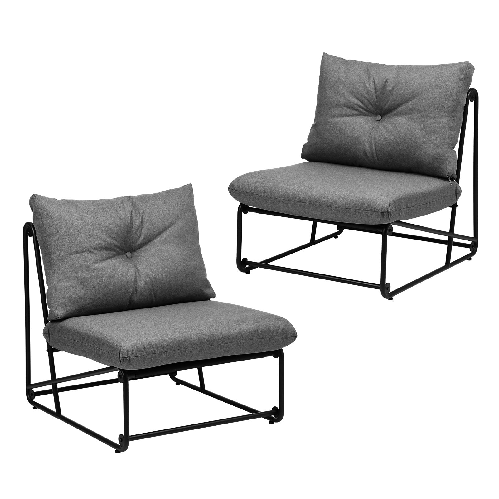 Livsip 2PCS Outdoor Dining Chairs Patio Furniture Sofa Lounge Chair Garden Grey - Sunyee