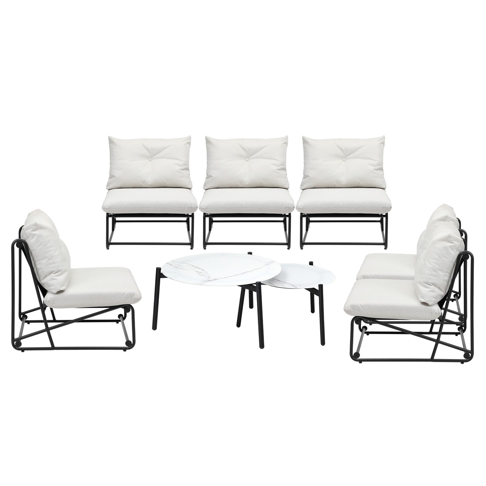 Livsip Outdoor Furniture Sofa Set 8 PCS Patio Lounge Setting Table Chairs Beige - Sunyee