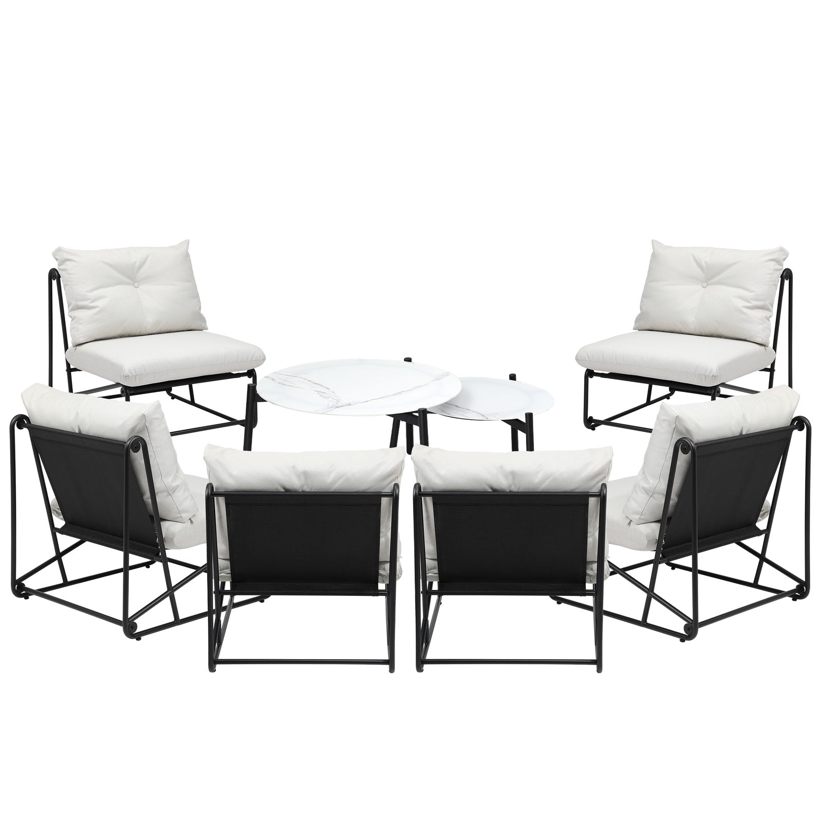 Livsip Outdoor Furniture Sofa Set 8 PCS Patio Lounge Setting Table Chairs Beige - Sunyee