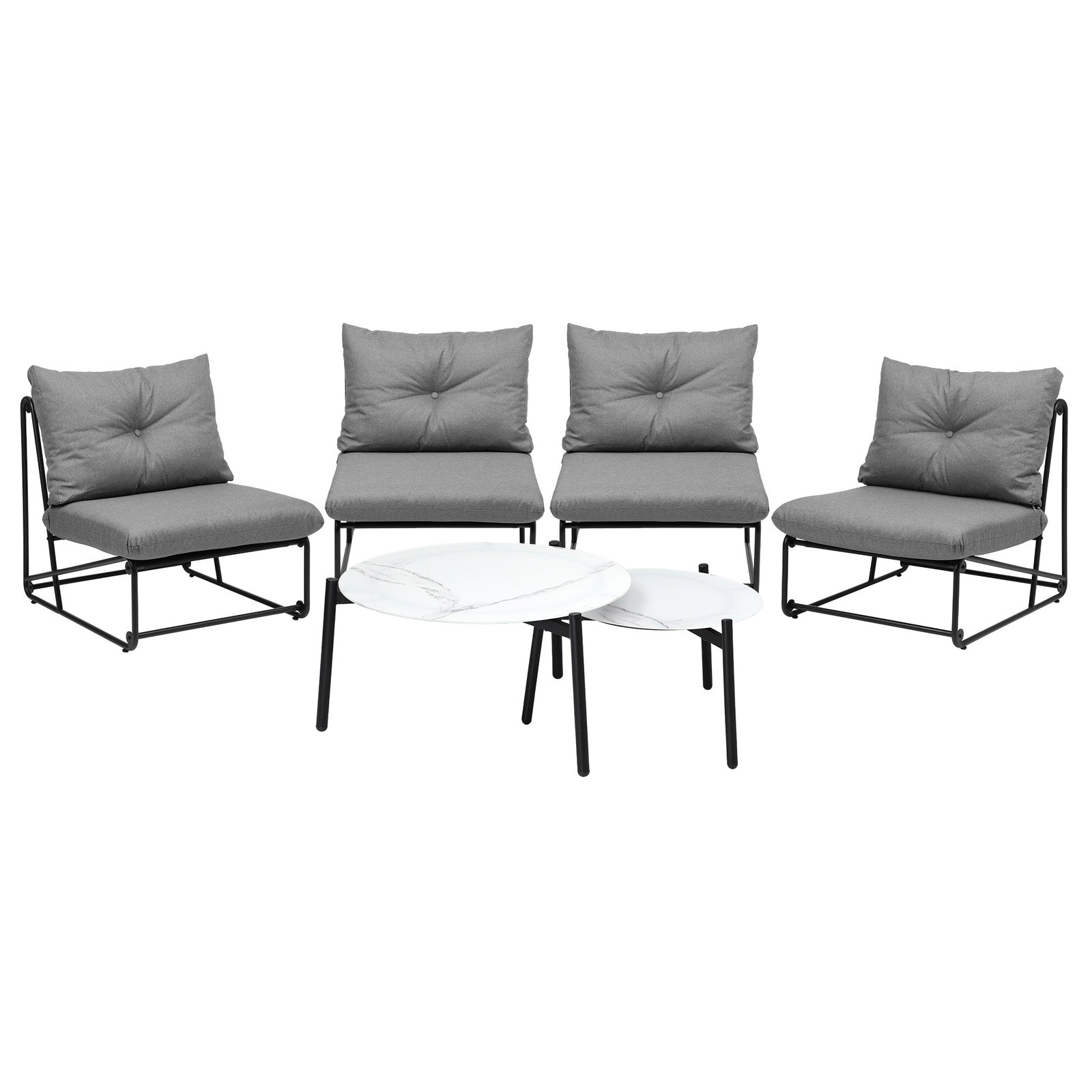 Livsip Outdoor Sofa Set 6 PCS Lounge Setting Table Chairs Patio Furniture Grey - Sunyee