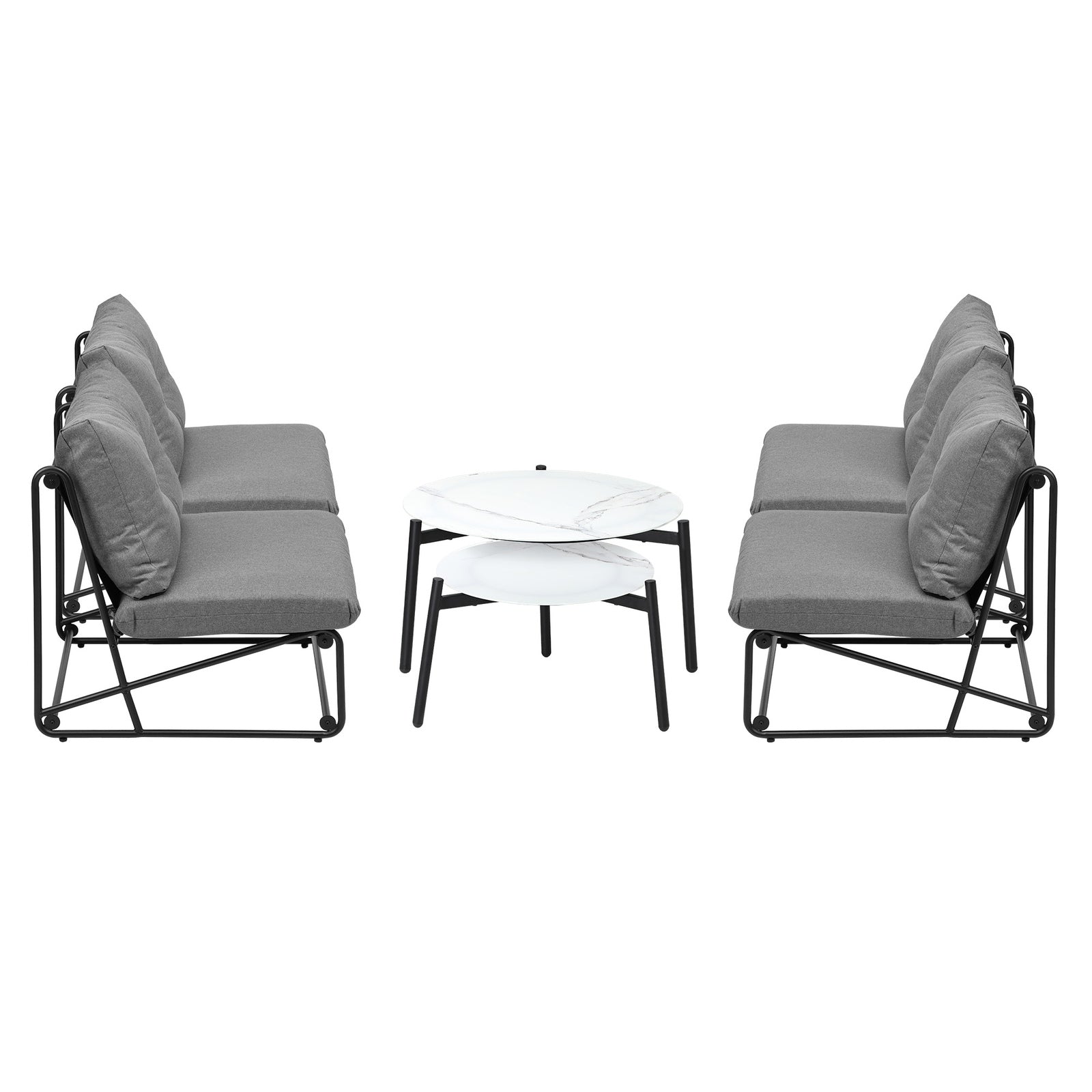 Livsip Outdoor Sofa Set 6 PCS Lounge Setting Table Chairs Patio Furniture Grey - Sunyee