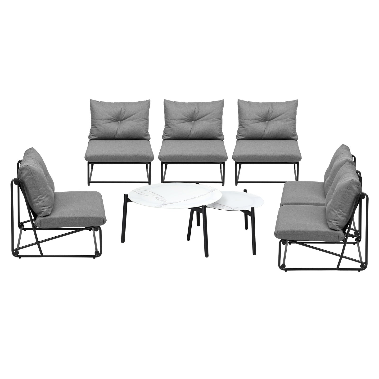 Livsip Outdoor Furniture Sofa Set 8 Piece Patio Lounge Setting Table Chairs Grey - Sunyee