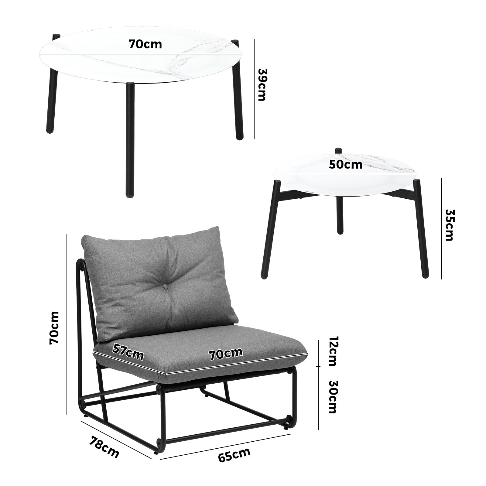 Livsip Outdoor Furniture Sofa Set 8 Piece Patio Lounge Setting Table Chairs Grey - Sunyee