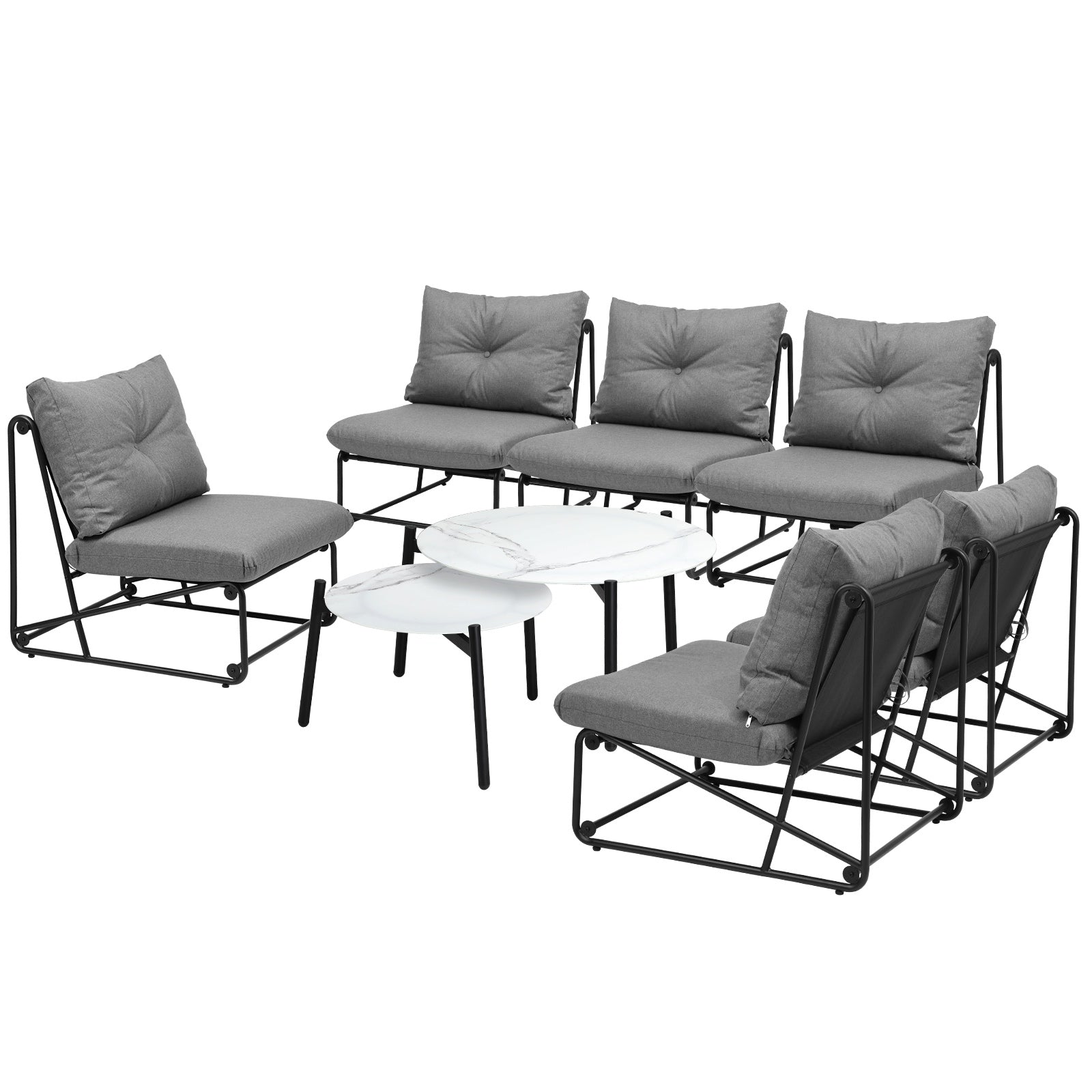Livsip Outdoor Furniture Sofa Set 8 Piece Patio Lounge Setting Table Chairs Grey - Sunyee
