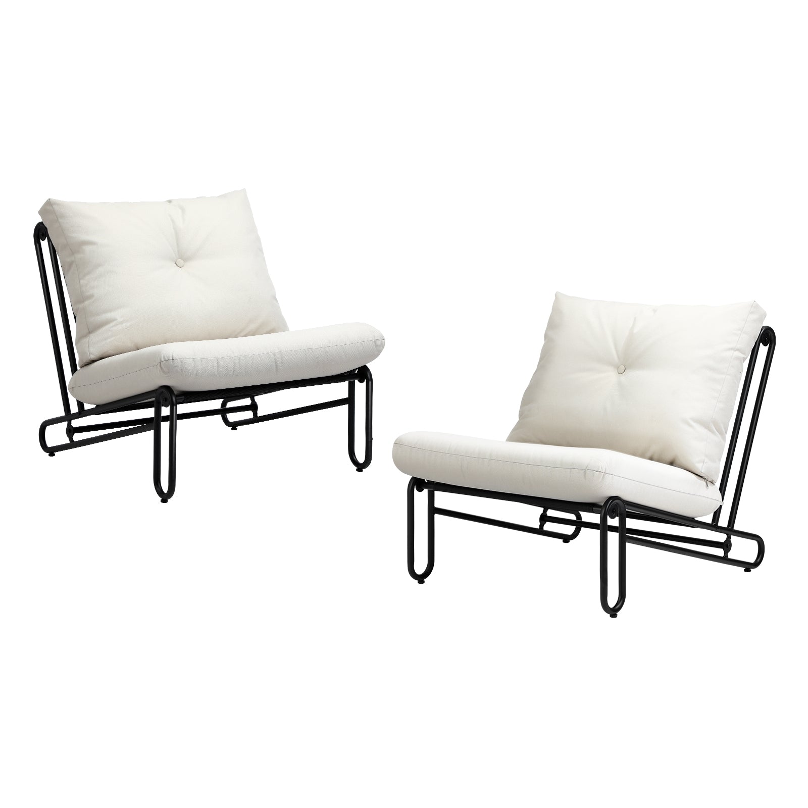 Livsip 2PC Outdoor Lounge Chairs Patio Furniture Garden Sofa with Cushions Beige - Sunyee