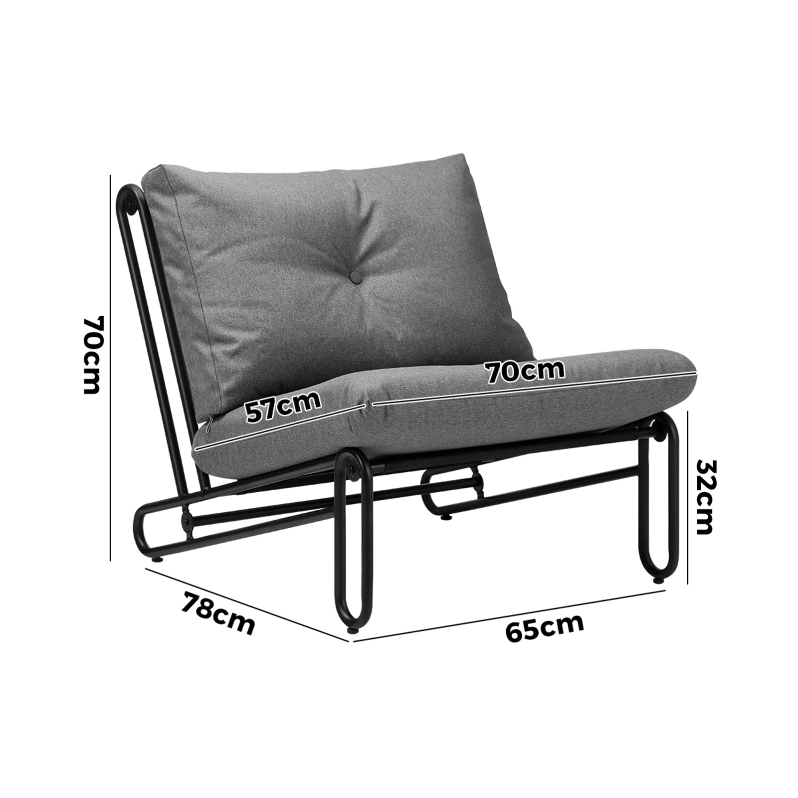 Livsip 2PC Outdoor Lounge Chairs Patio Furniture Garden Sofa with Cushions Grey - Sunyee