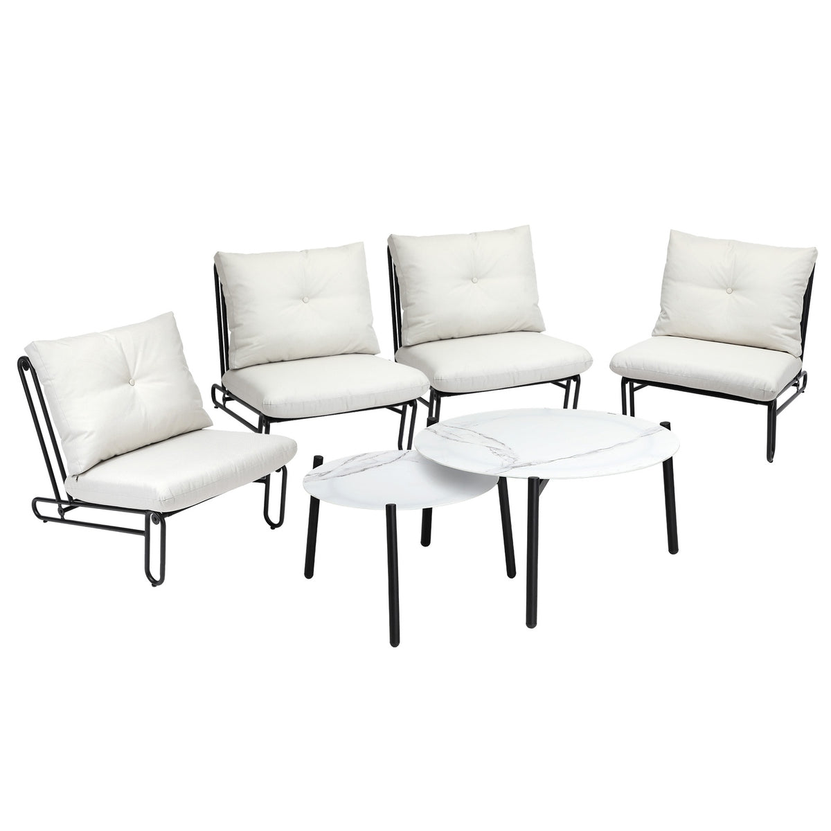 Livsip Outdoor Sofa Set 6 PCS Lounge Setting Table Chairs Patio Furniture Beige - Sunyee