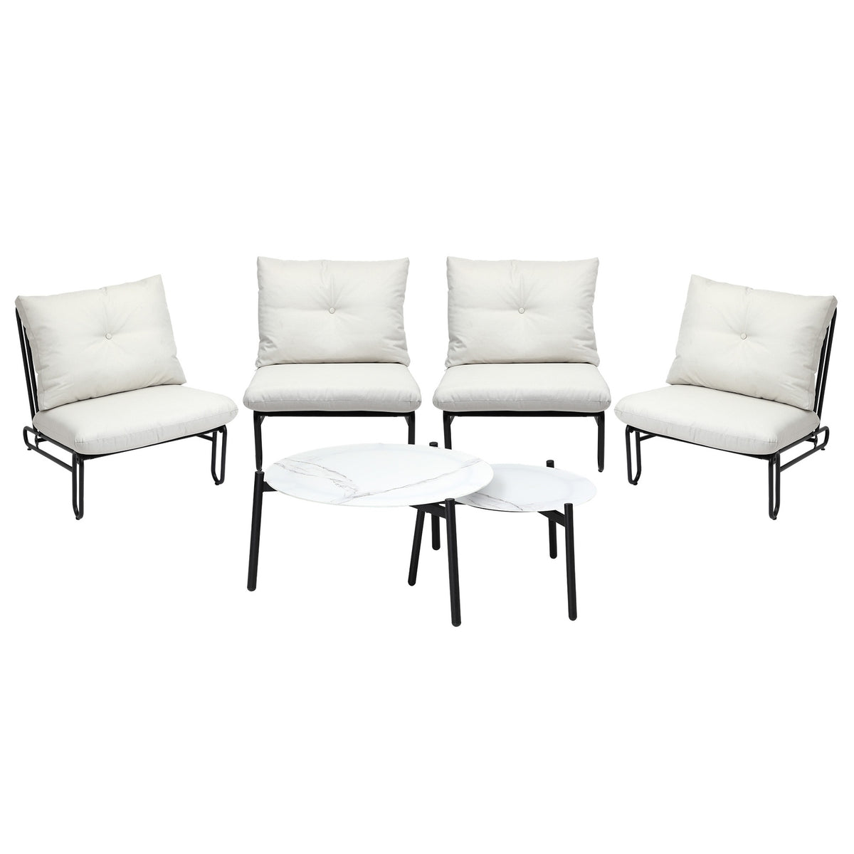 Livsip Outdoor Sofa Set 6 PCS Lounge Setting Table Chairs Patio Furniture Beige - Sunyee