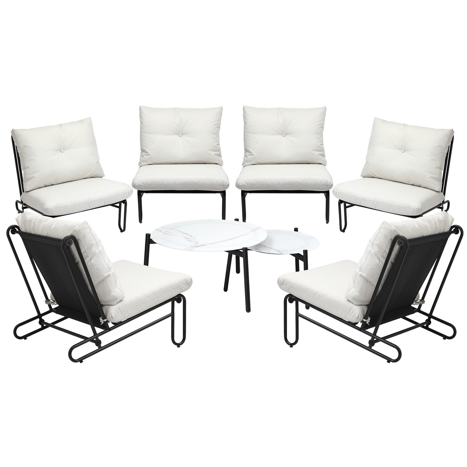 Livsip Outdoor Sofa Set 8 Piece Garden Patio Lounge Setting Table Chairs Beige - Sunyee