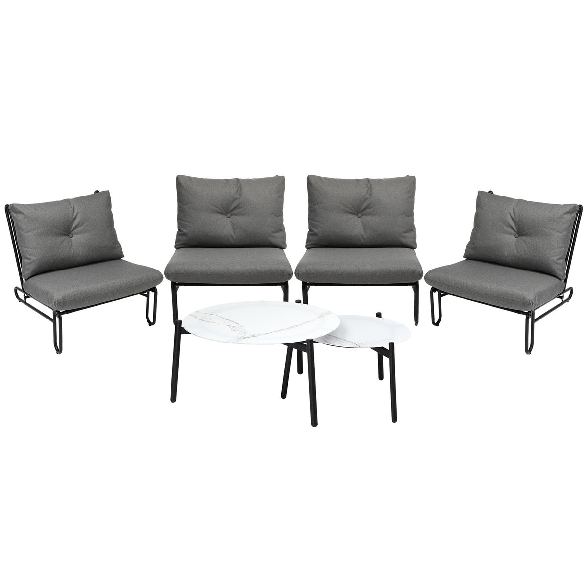 Livsip Outdoor Sofa Set 6 PCS Lounge Setting Table Chairs Patio Furniture Grey - Sunyee