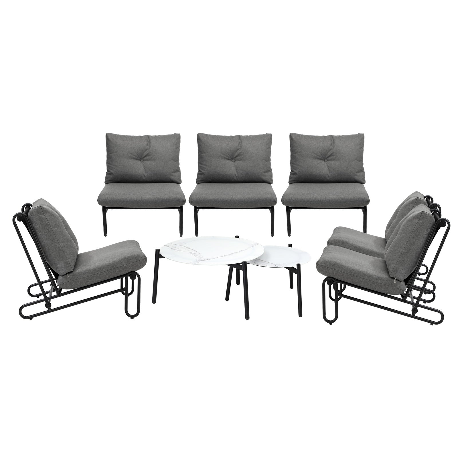 Livsip Outdoor Sofa Set 8 Piece Garden Patio Lounge Setting Table Chairs Grey - Sunyee