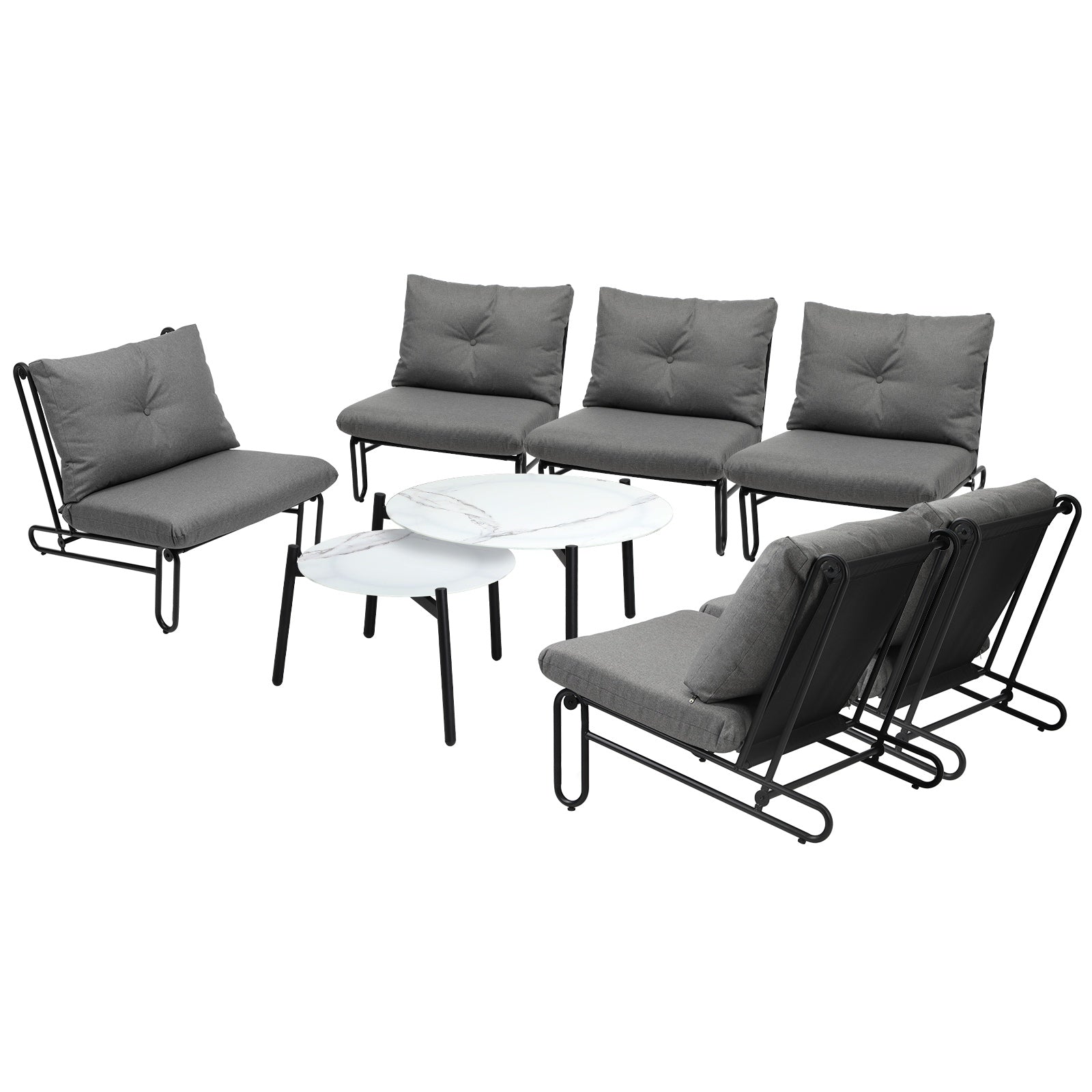 Livsip Outdoor Sofa Set 8 Piece Garden Patio Lounge Setting Table Chairs Grey - Sunyee