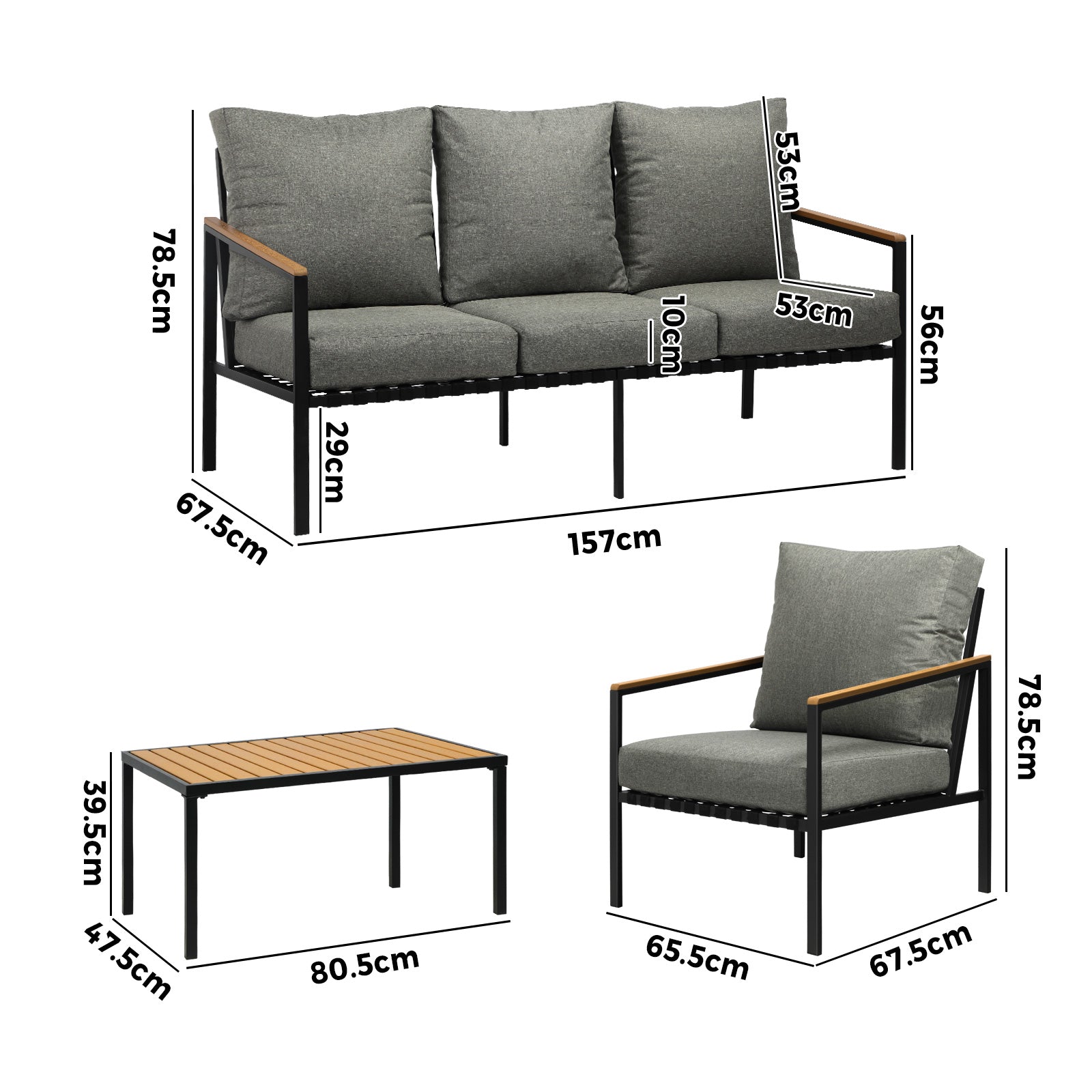 Livsip Outdoor Lounge Sofa Set Patio Furniture Table Chairs Garden Lounge Set - Sunyee