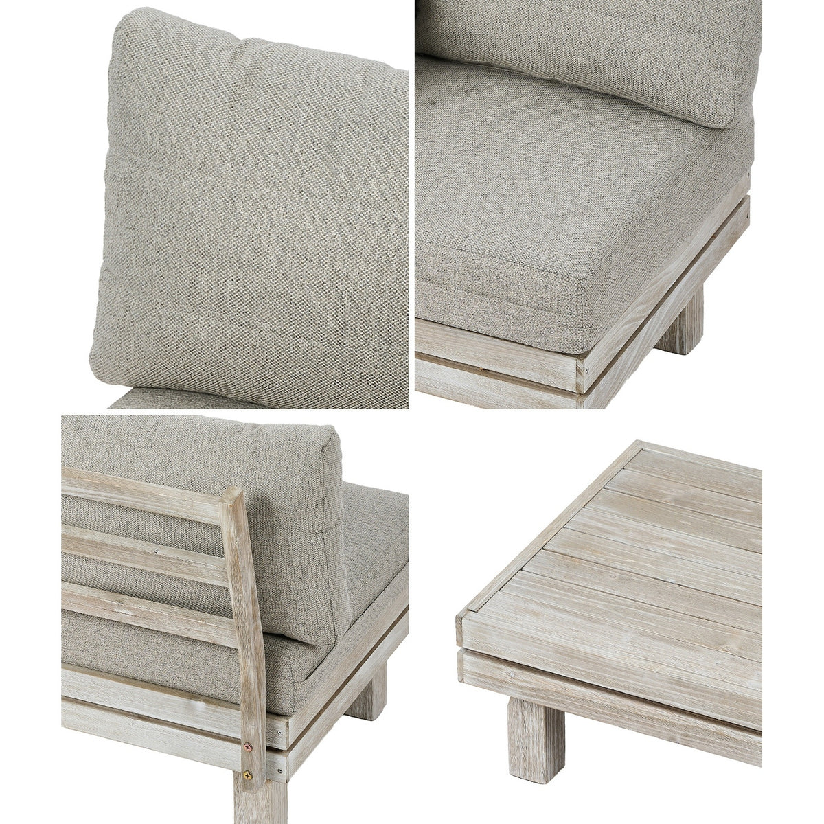 Livsip 6 Piece Outdoor Furniture Sofa Set Wooden Lounge Setting Chair Table