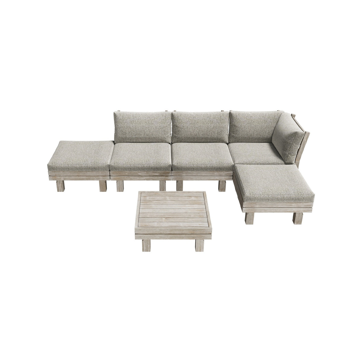 Livsip 6 Piece Outdoor Furniture Sofa Set Wooden Lounge Setting Chair Table