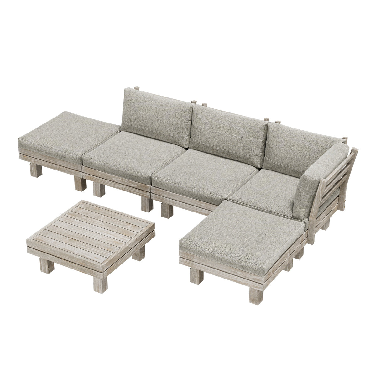 Livsip 6 Piece Outdoor Furniture Sofa Set Wooden Lounge Setting Chair Table
