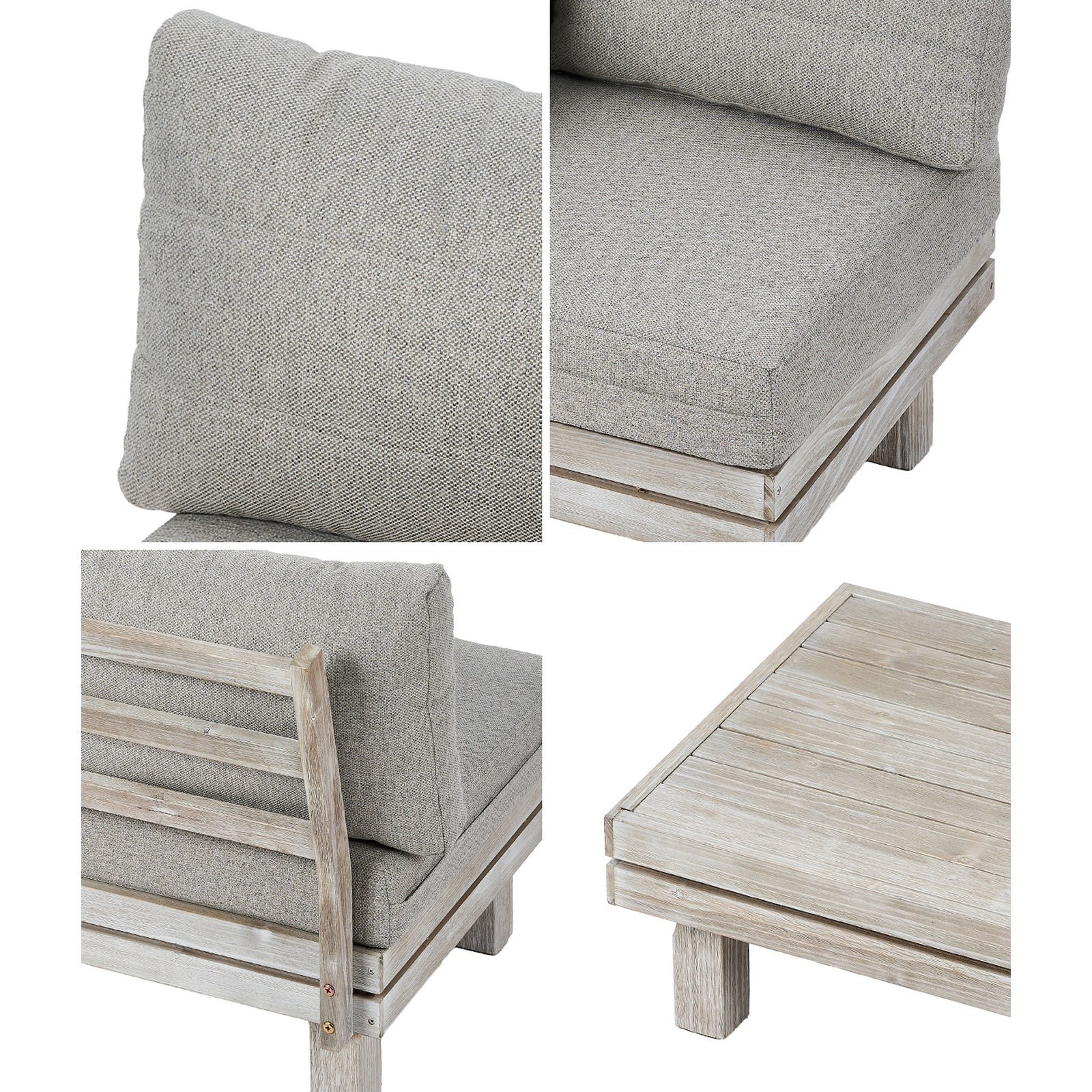 Livsip 7PCS Outdoor Sofa Set Wooden Lounge Setting Table Chair Patio Furniture - Sunyee