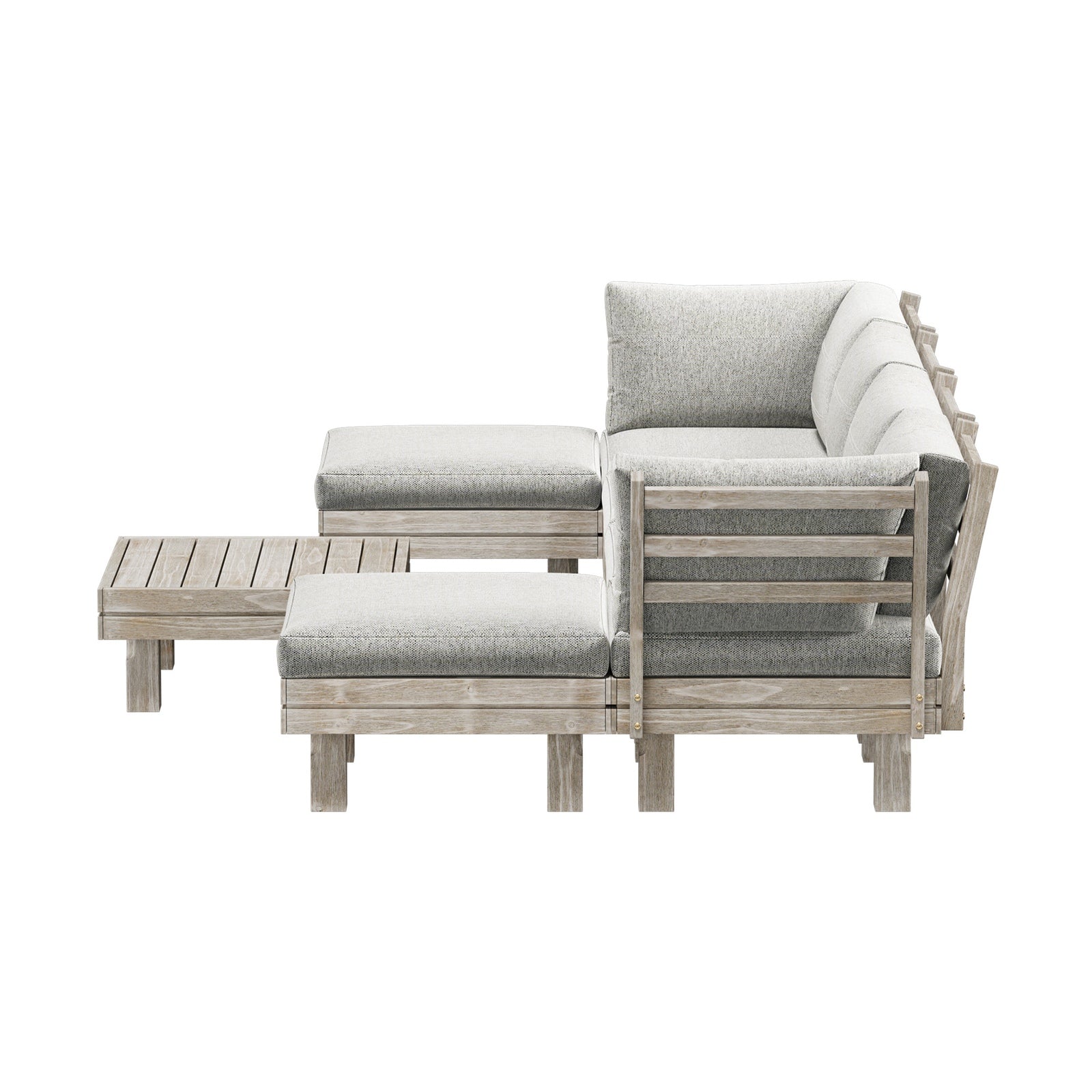 Livsip 7PCS Outdoor Sofa Set Wooden Lounge Setting Table Chair Patio Furniture - Sunyee