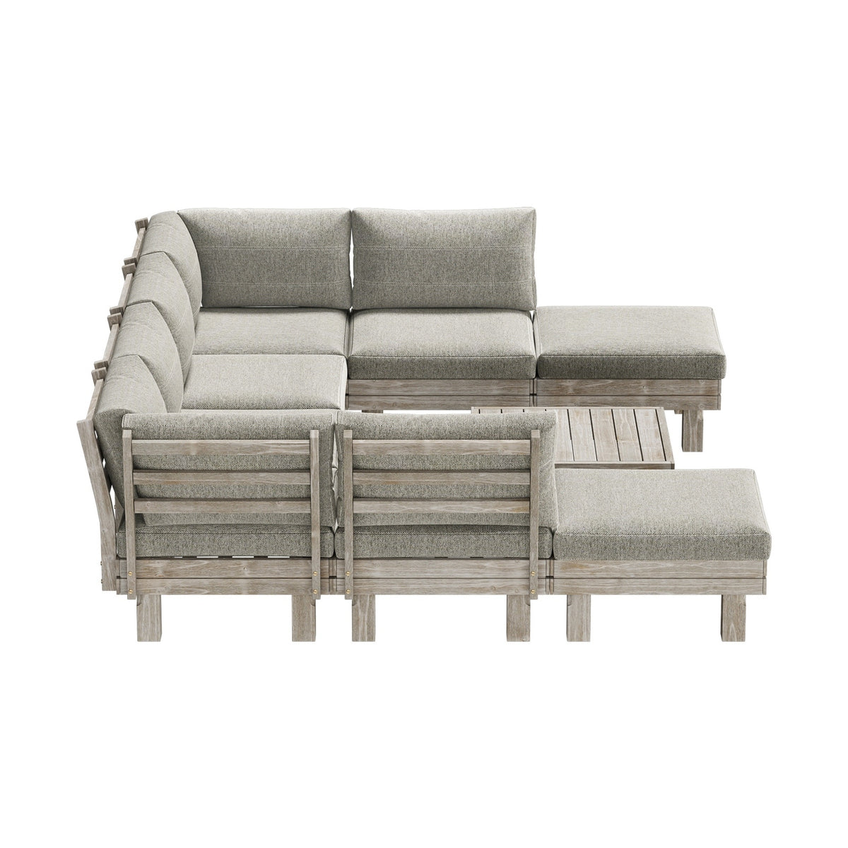 Livsip 9PCS Outdoor Sofa Set Wooden Lounge Setting Table Chair Patio Furniture
