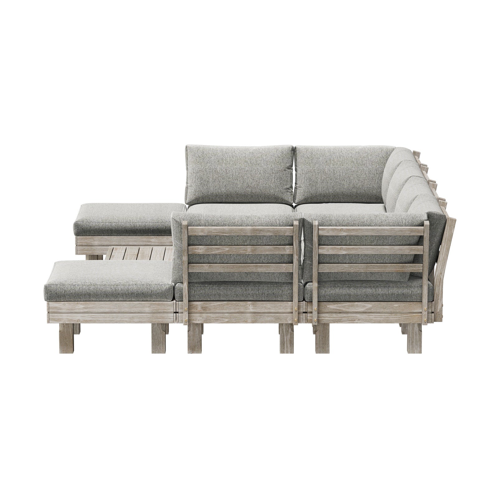 Livsip 9PCS Outdoor Sofa Set Wooden Lounge Setting Table Chair Patio Furniture - Sunyee