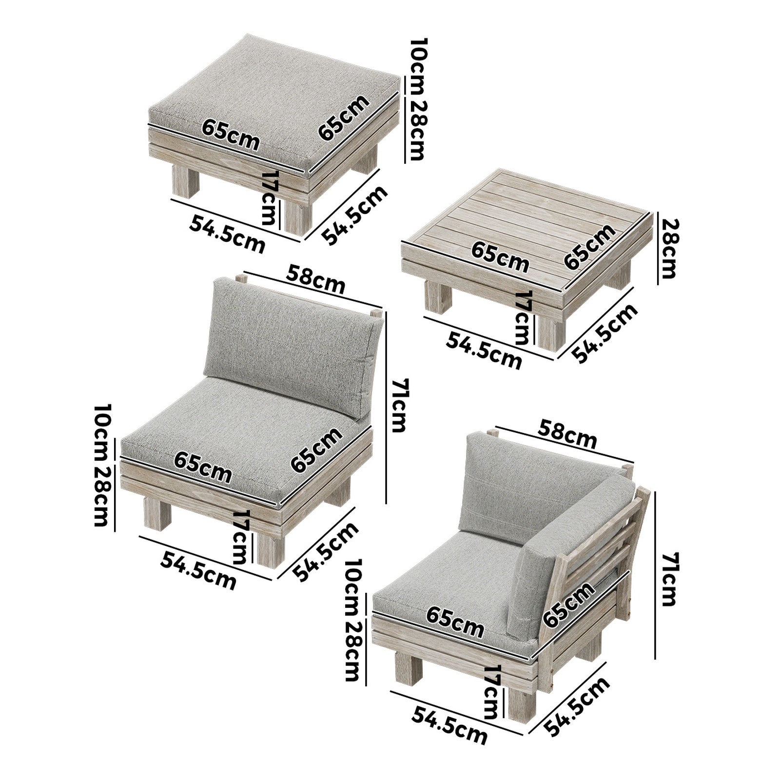 Livsip 9PCS Outdoor Sofa Set Wooden Lounge Setting Table Chair Patio Furniture - Sunyee